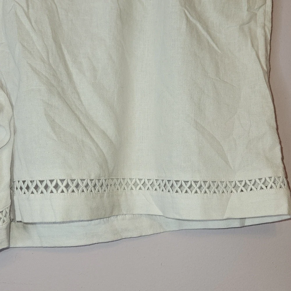 JOIE Women’s Linen Blend White Shorts with Eyelet Trim Along the Hem, size 1X